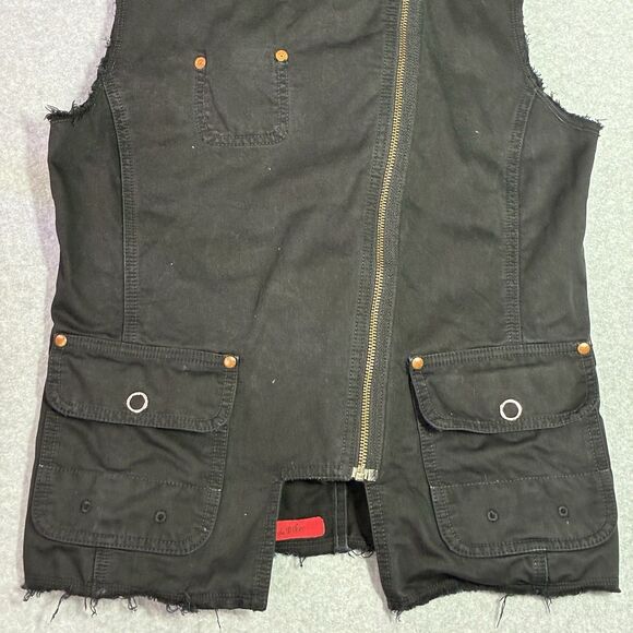 Adriano Goldschmied AG Biker Vest Women's Small Black Utility Moto Asym Zip USA - Picture 1 of 11